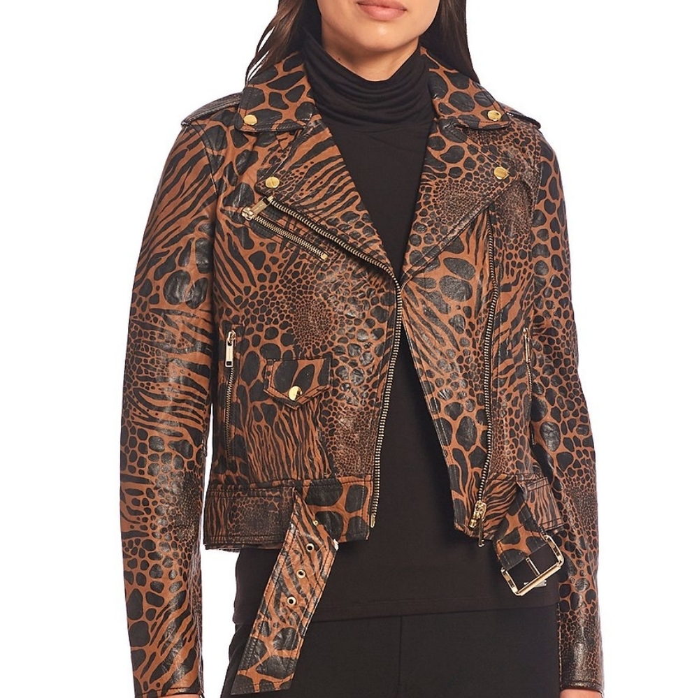 Michael Kors Leopard Print Lamb Leather